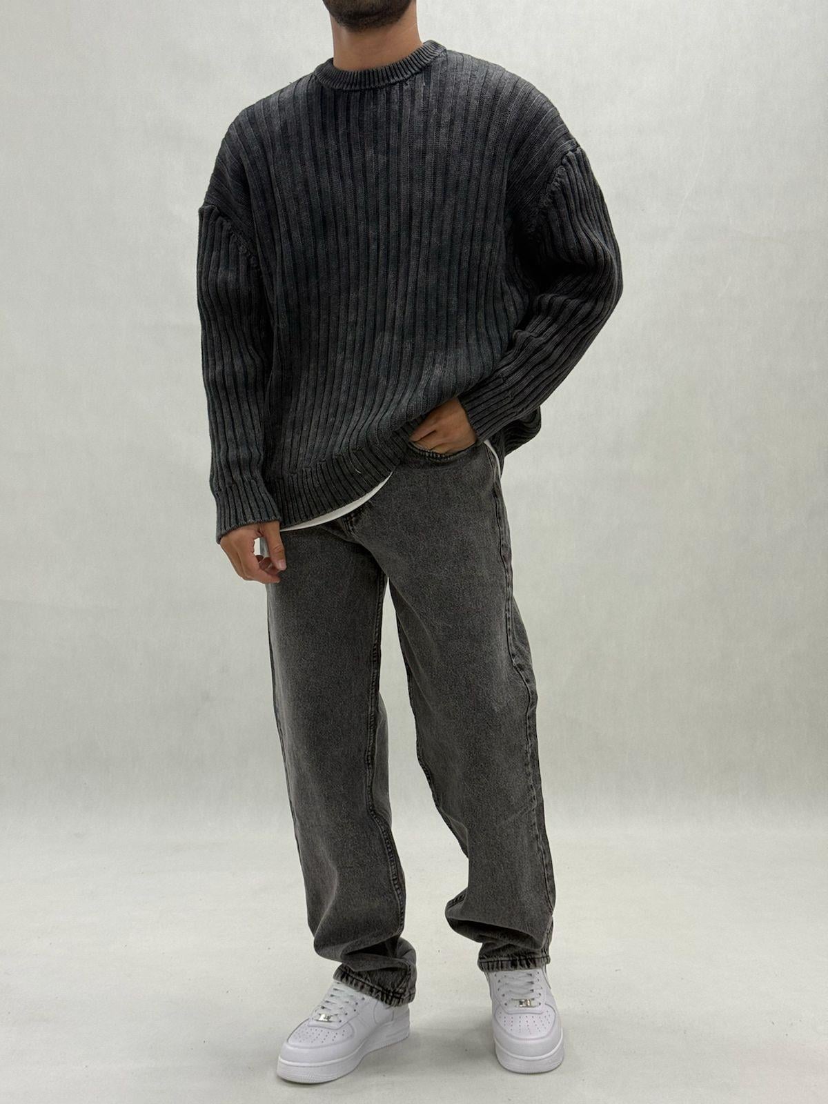 Yıkamalı Oversıze Triko Kazak