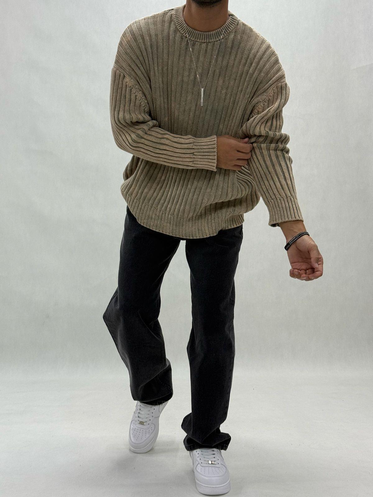 Yıkamalı Oversıze Triko Kazak