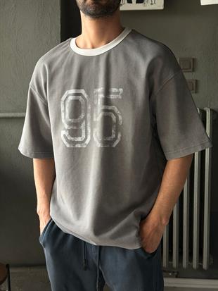 95 Baskılı Yıkamalı Oversize T-shirt