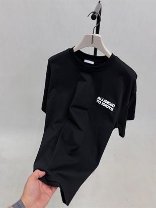 Allergic to İdiots baskılı oversize T-shirt