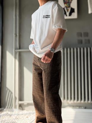 Allergic to İdiots baskılı oversize T-shirt