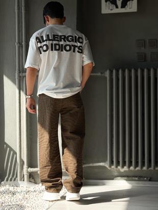 Allergic to İdiots baskılı oversize T-shirt