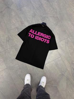 Allergic to İdiots baskılı oversize T-shirt