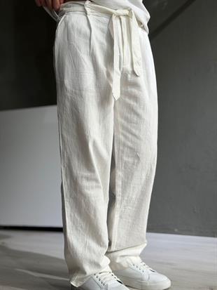 baggy keten pamuk pantalon