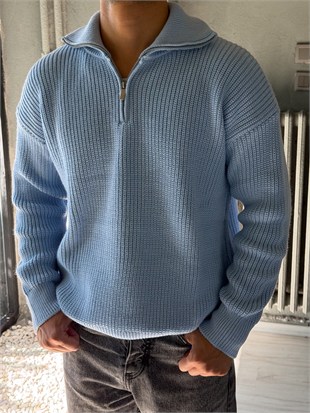 Fermuarlı Oversize Triko Kazak
