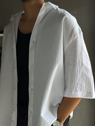 Oversize Baskılı Kısa Kol Gömlek