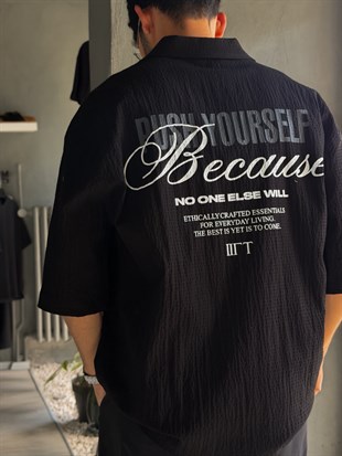Oversize Baskılı Kısa Kol Gömlek
