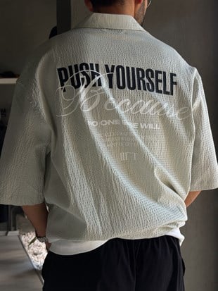 Oversize Baskılı Kısa Kol Gömlek