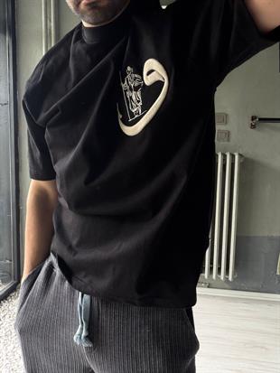 Oversize Baskılı Nakışlı T-shirt