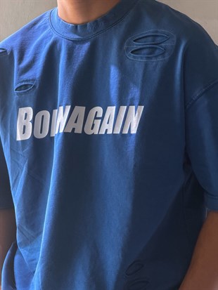 Oversize Born Again Yazılı Yıkamalı T-shirt