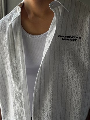 Oversize Kısa Kol Waffle Kumaş Gömlek