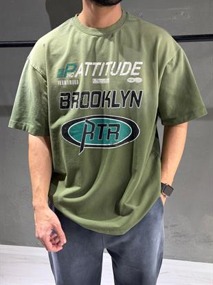 oversize nakışlı  sprey yıkama tişort