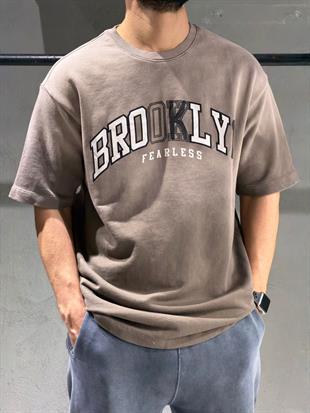 oversize nakışlı  sprey yıkama tişort