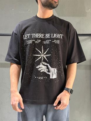 oversize nakışlı ve baskı detaylı tişort 