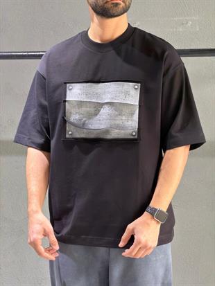 oversize nakışlı ve baskı detaylı tişort 