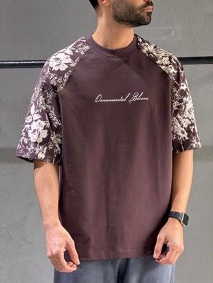 oversize nakışlı ve baskı detaylı tişort 