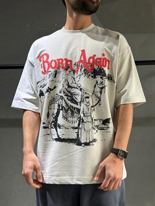 oversize nakışlı ve baskı detaylı tişort 