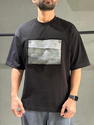 oversize nakışlı ve baskı detaylı tişort 