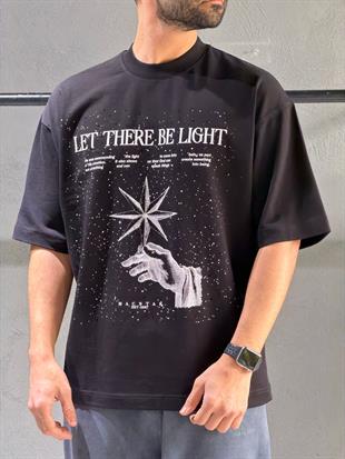 oversize nakışlı ve baskı detaylı tişort 