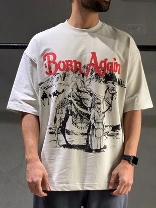 oversize nakışlı ve baskı detaylı tişort 