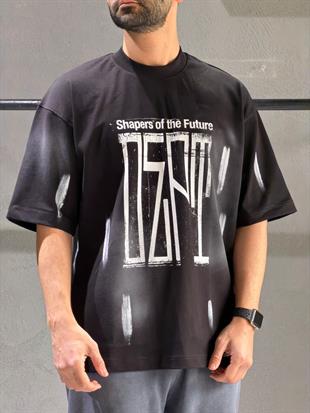 oversize nakışlı ve baskı detaylı tişort 