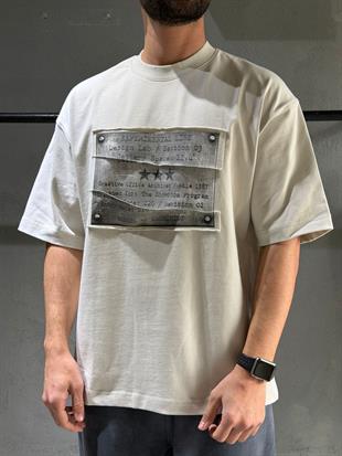 oversize nakışlı ve baskı detaylı tişort 