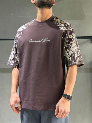 oversize nakışlı ve baskı detaylı tişort 