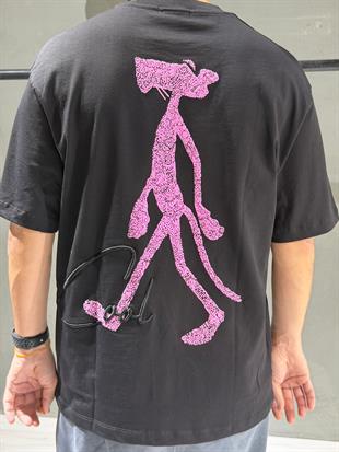 oversize panter baskılı tişort