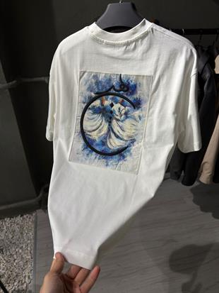 oversize punch print baskı ve nakış detaylı oversize t shirt