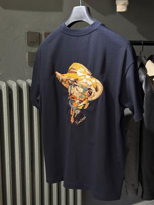 oversize punch print baskı ve nakış detaylı oversize t shirt