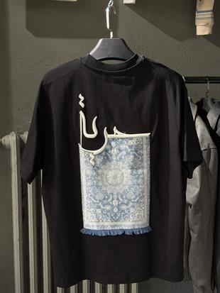 oversize punch print baskı ve nakış detaylı oversize t shirt