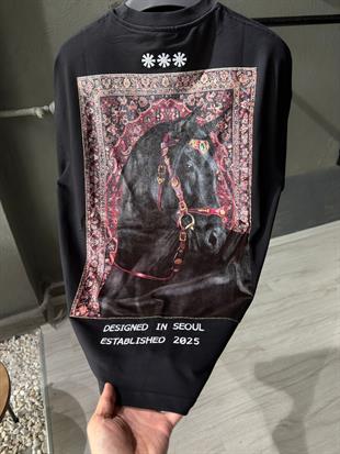 oversize punch print baskı ve nakış detaylı oversize t shirt