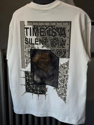 oversize punch print baskı ve nakış detaylı oversize t shirt