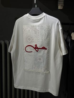 oversize punch print baskı ve nakış detaylı oversize t shirt