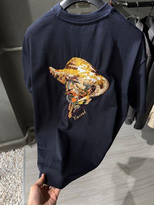 oversize punch print baskı ve nakış detaylı oversize t shirt