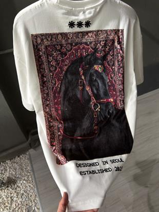 oversize punch print baskı ve nakış detaylı oversize t shirt