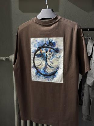 oversize punch print baskı ve nakış detaylı oversize t shirt