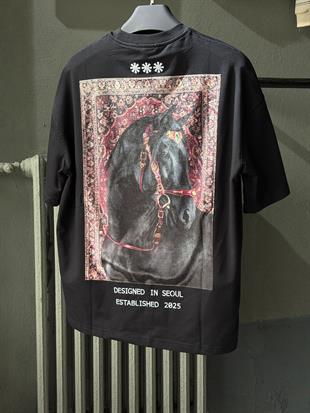 oversize punch print baskı ve nakış detaylı oversize t shirt