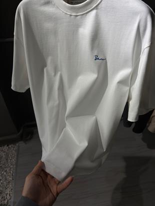 oversize punch print baskı ve nakış detaylı oversize t shirt