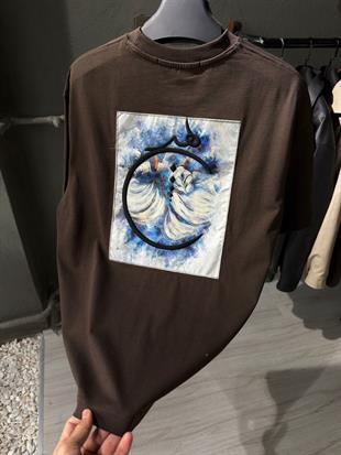oversize punch print baskı ve nakış detaylı oversize t shirt