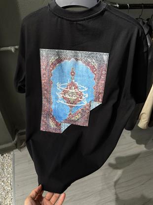 oversize punch print baskı ve nakış detaylı oversize t shirt