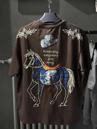 oversize punch print baskı ve nakış detaylı oversize t shirt