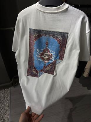 oversize punch print baskı ve nakış detaylı oversize t shirt