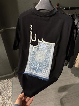 oversize punch print baskı ve nakış detaylı oversize t shirt