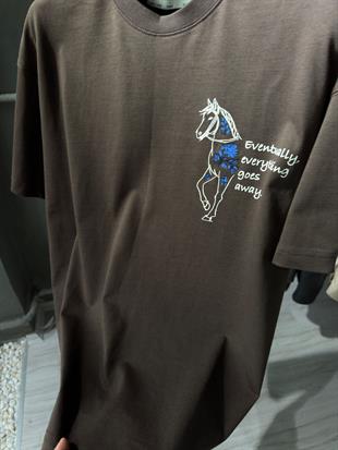 oversize punch print baskı ve nakış detaylı oversize t shirt