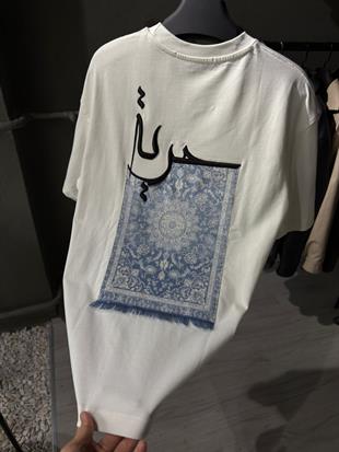 oversize punch print baskı ve nakış detaylı oversize t shirt