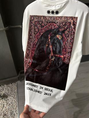 oversize punch print baskı ve nakış detaylı oversize t shirt