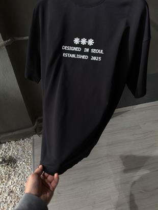 oversize punch print baskı ve nakış detaylı oversize t shirt