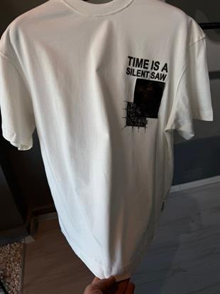 oversize punch print baskı ve nakış detaylı oversize t shirt