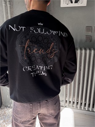 Oversize Şardonlu Bisiklet Yaka Sweat